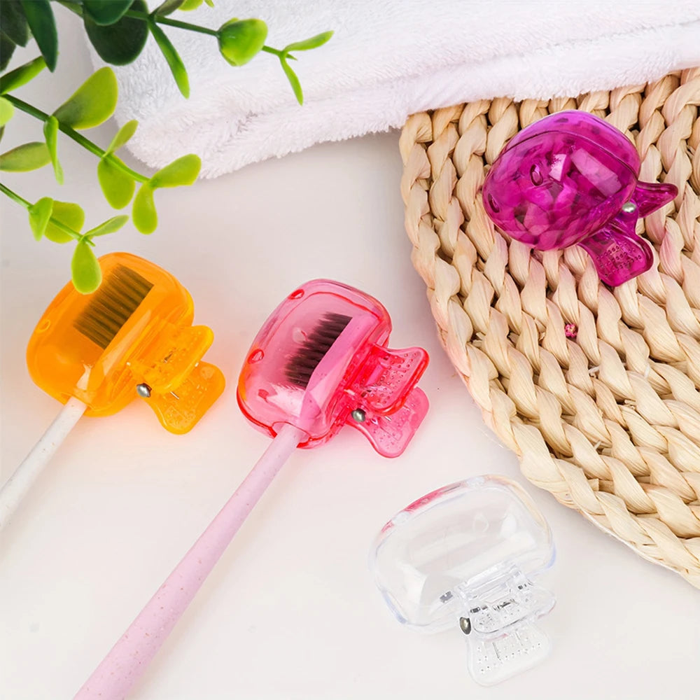 Travel Toothbrush Head Covers Toothbrush Protector Cap Brush Pod Case Protective Portable Plastic Clip for Household Travel