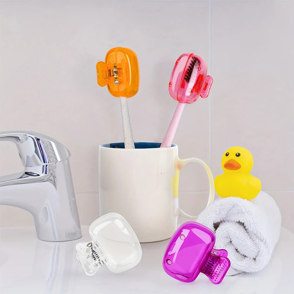 Travel Toothbrush Head Covers Toothbrush Protector Cap Brush Pod Case Protective Portable Plastic Clip for Household Travel